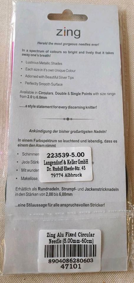 Knit Pro Markierer Zing Stricknadel Rundstricknadel 5.0 in Schildow