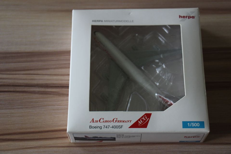 Herpa 1:500 Boeing 747-400SF ACG Air Cargo Germany Limited eXtra in Weinheim