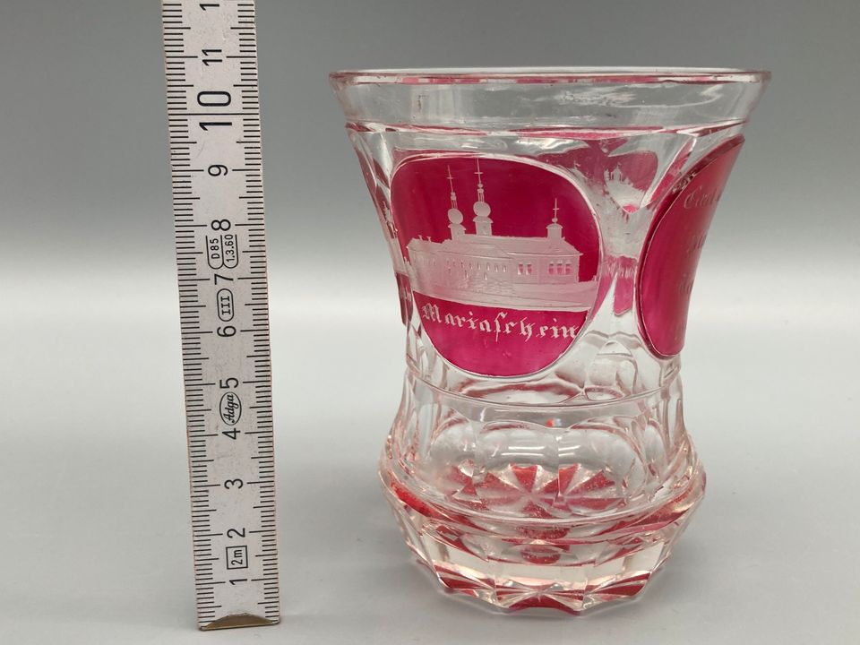 BIEDERMEIER RANFTBECHER BADEGLAS BÖHMEN TEPLITZ 1841 ANSICHTEN GE in Berlin