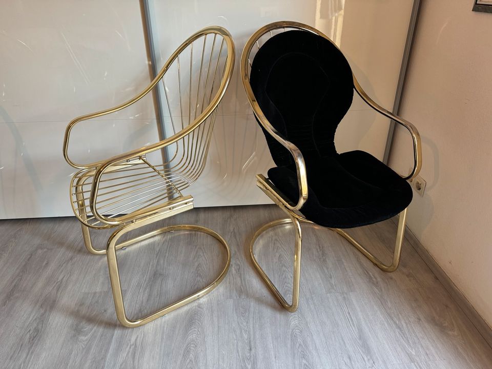 4x Gastone Rinaldi Freischwinger Vintage Stuhl Gold Sessel 70er in Berlin