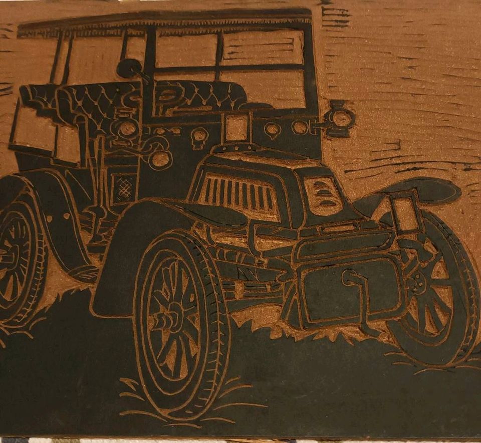 Linolschnitt, Linoleum, Druckplatten für Wandbild,Oldtimer in Mölln