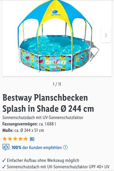 Pool Planschbecken mit Sonnenschutz Ø 244 cm in Nordrhein-Westfalen -  Kevelaer | eBay Kleinanzeigen ist jetzt Kleinanzeigen