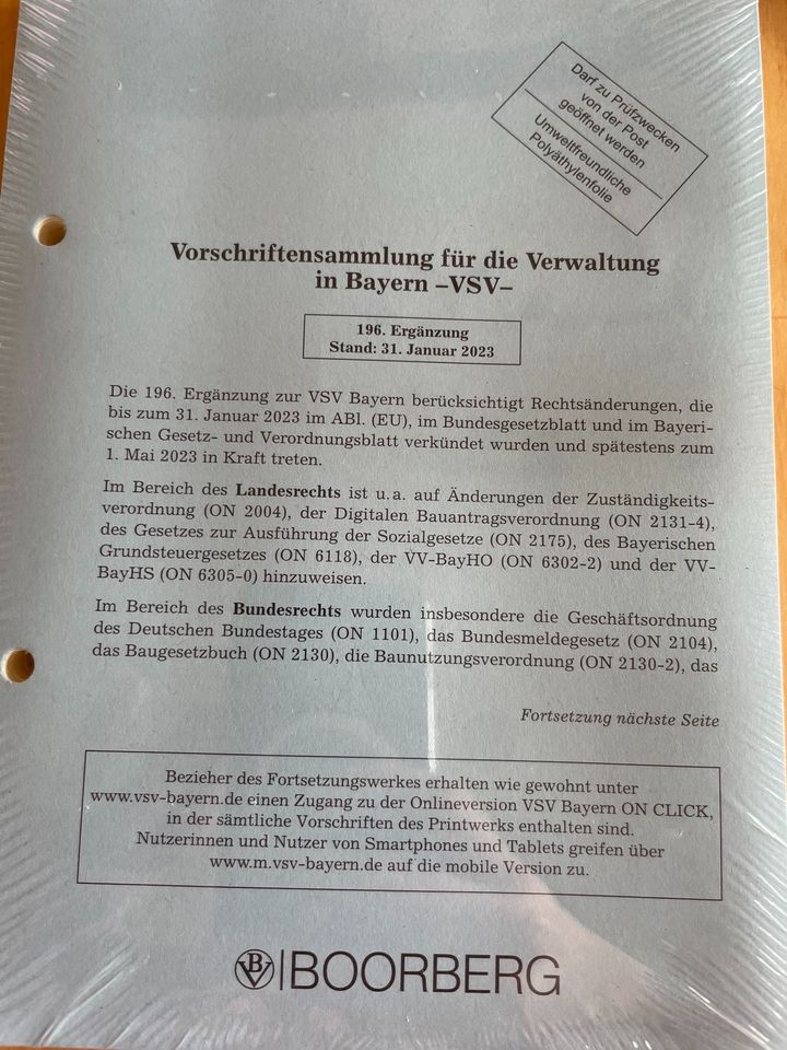 VSV für Bayern 196. Ergänzungslieferung in München