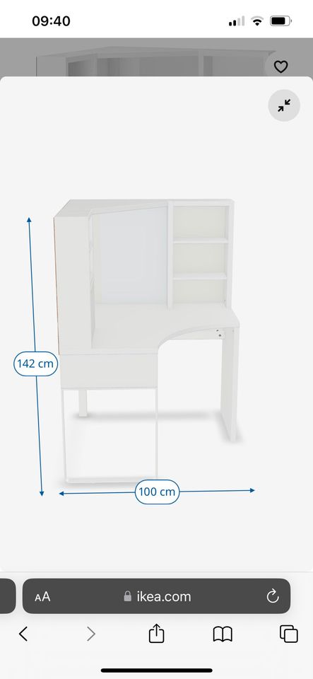 Schreibtisch/Eckarbeitsplatz, weiß, 100x142 cm Ikea/MICKE in Berlin
