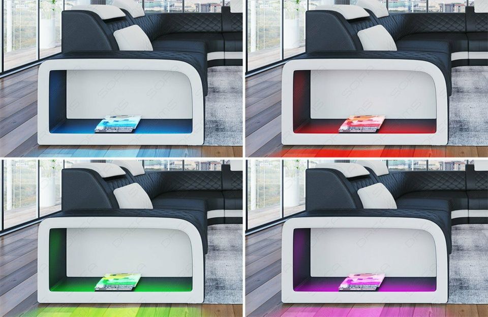 Luxus Ecksofa Foggia Leder L Form USB LED Sofa Designer Couch in Berlin