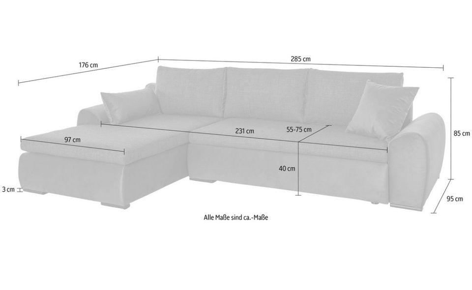 Ecksofa Stellvariante Recamiere beidseitig montierbar in Marburg