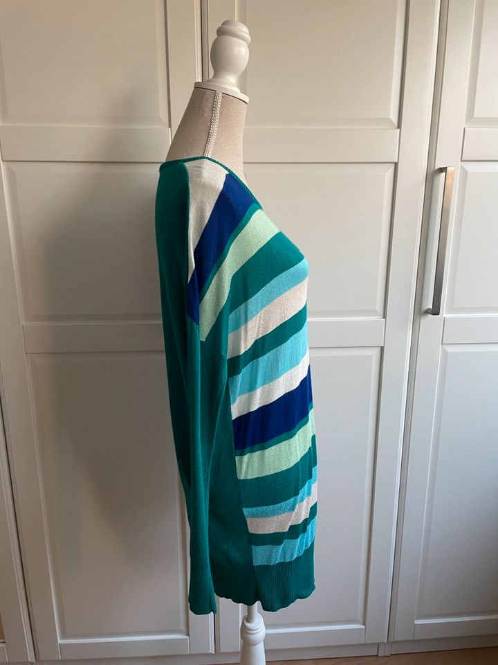 Neuwertig- Long-Pullover/Strickkleid, Esprit, blau/grün/weiß,XS-M in Meerbusch