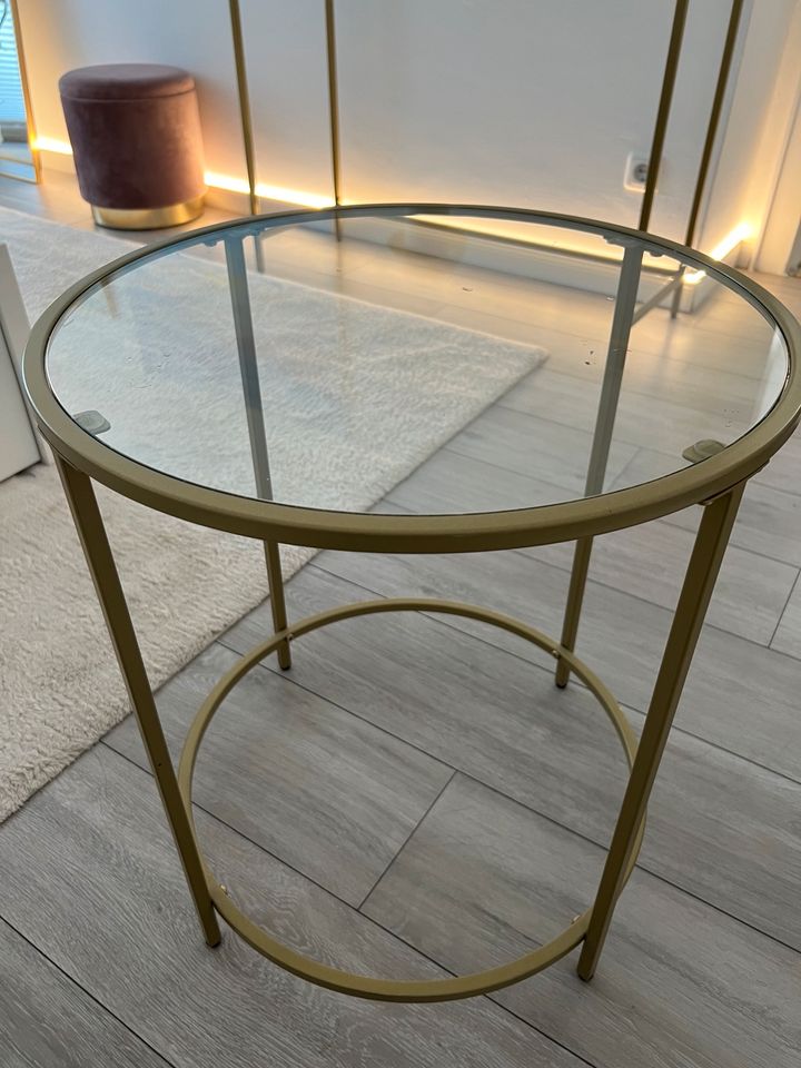 Glastisch rund Gold Beistelltisch Tisch in Düsseldorf