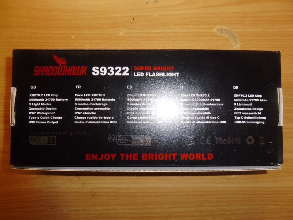 SHADOWHAWK S 9322 LED Taschenlampe 12000 Lumen in Zell i. Fichtelgebirge
