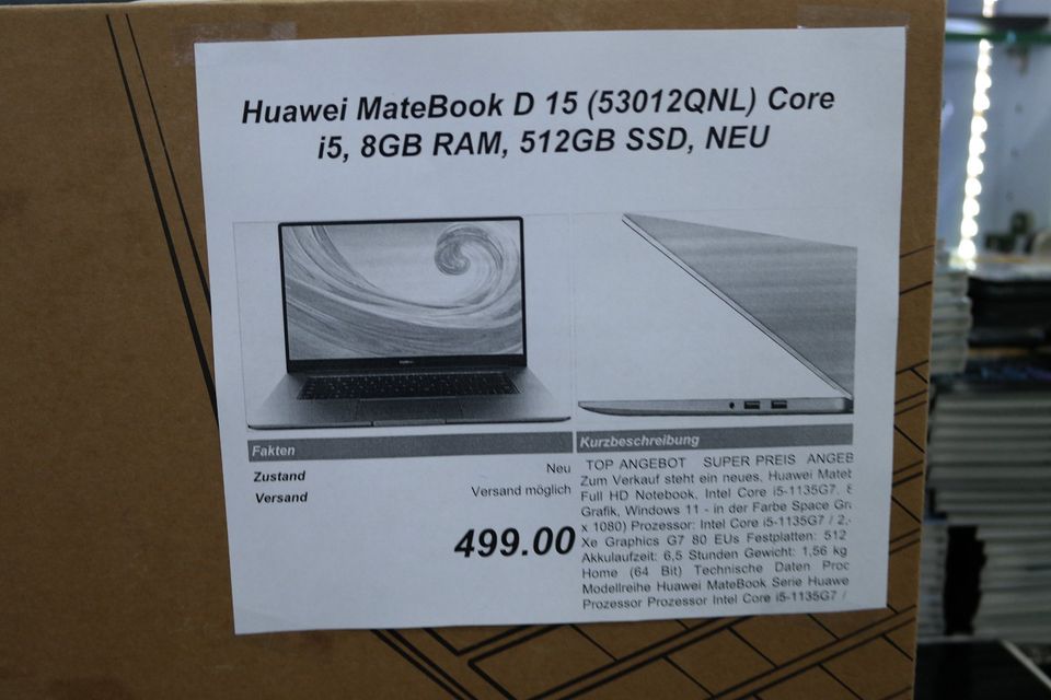 Huawei MateBook D 15 (53012QNL) Core i5, 8GB RAM, 512GB SSD, NEU in Berlin