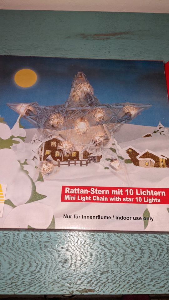 Weihnachten Deko Stern Lichterkette Rattan in Wülfrath