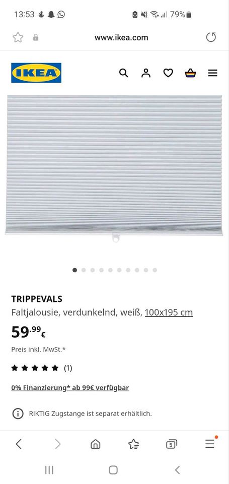 Neuwertige Plisseerollo's Trippevals von Ikea in Bad Kreuznach