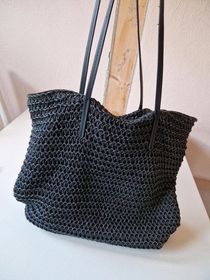 Sommertasche/Strandtasche/Einkaufstasche schwarz, gewebt in Wiernsheim
