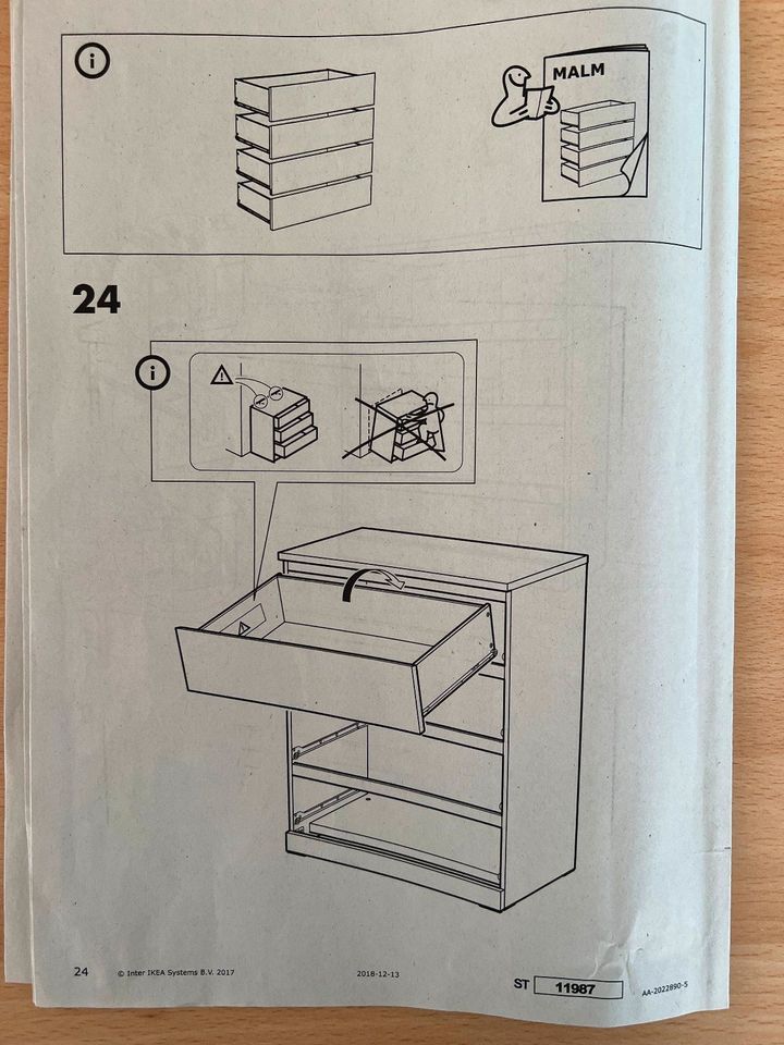 Für die IKEA MALM Kommode weiß 4 Schubladen Original verpackt in Tökendorf