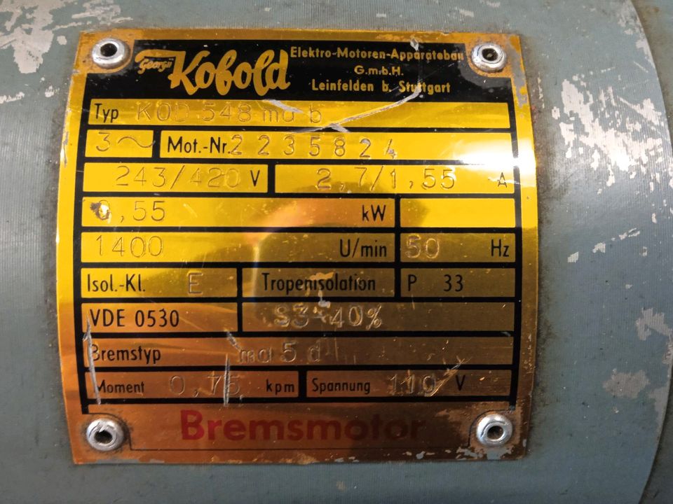 Elektromotor 0,55kW / Bremsmotor in Klettgau