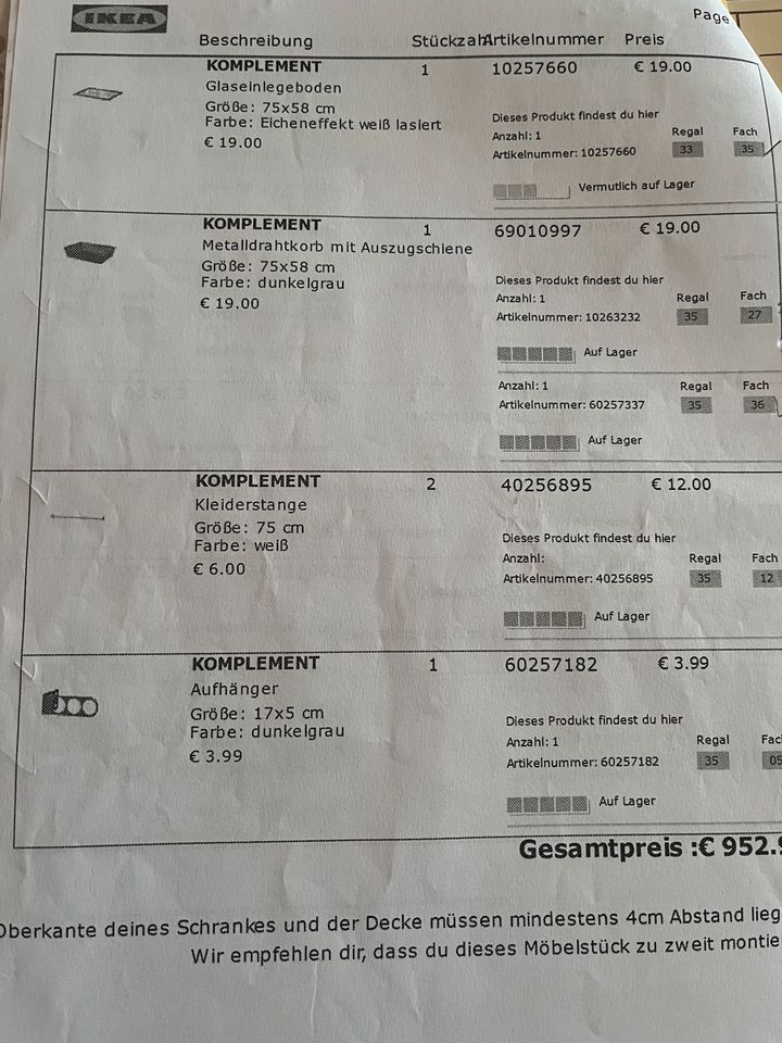 Pax Kleiderschrank Schrank 2x75cm breite Schiebetüren Eichenfunie in Haina