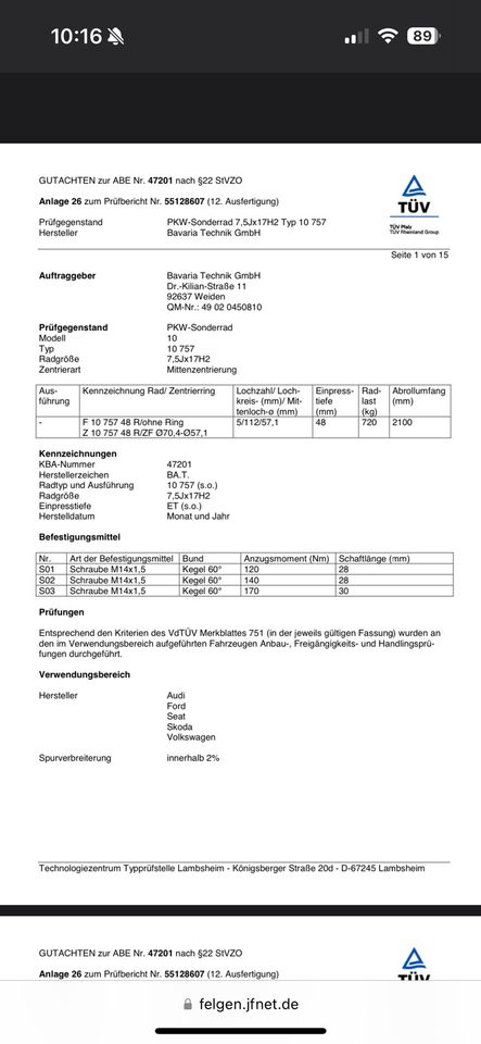 Alufelfelgen 5x112 7,5x17 ET48 mit RDKS VW Audi Skoda Seat Ford in Solingen