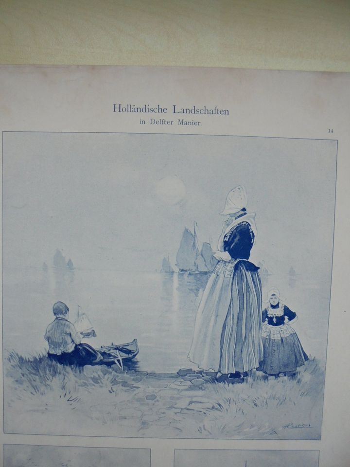 Dekorative Vorbilder VIII  2x Landschaften nach Delfter Stil 1898 in Leonberg