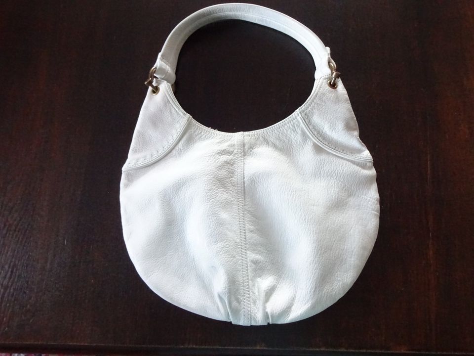 ECHT LEDER weiße Damen-Beutel-Handtasche sehr gut erhalten groß in Gunderath