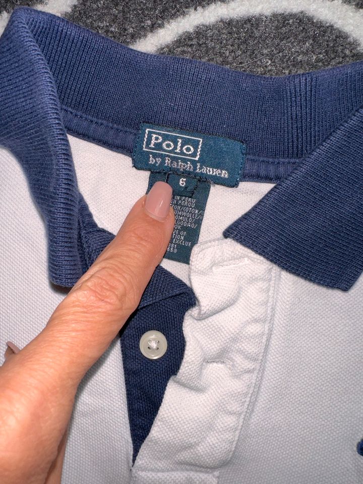 Polo Ralph Lauren Shirt weiß blau Pony in 6 Jahre 122 116 in Kalt