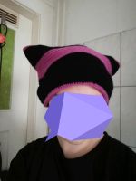 Cat Beanie/Mütze,schwarz pink, selbst gehäkelt Niedersachsen - Salzgitter Vorschau
