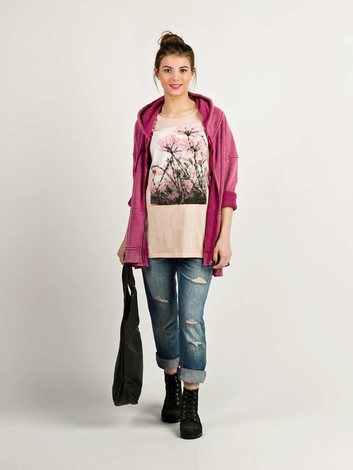 Volcom Zip Hoodie Oversized Sweater Pink Pulli Pullover Jacke in Bischofsheim