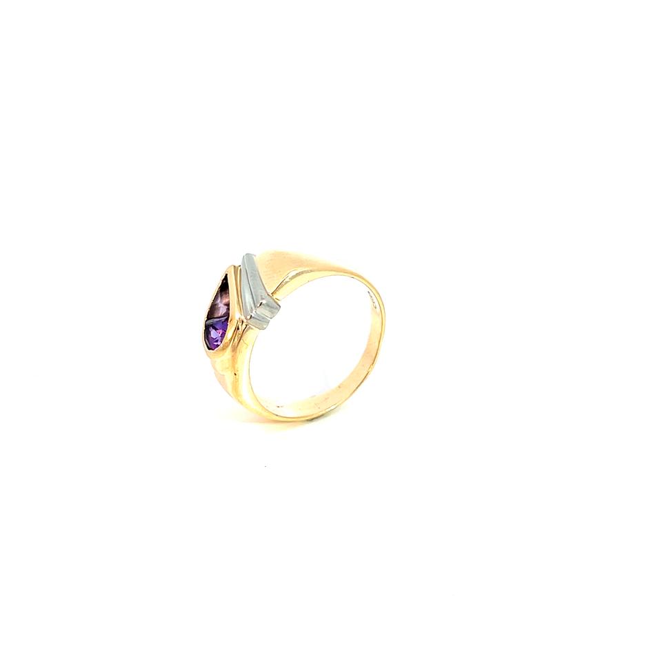 Ring Bicolor 585 / 14 Karat mit lila Farbsteinen Gr. 55 Nr. 6097 in Peine