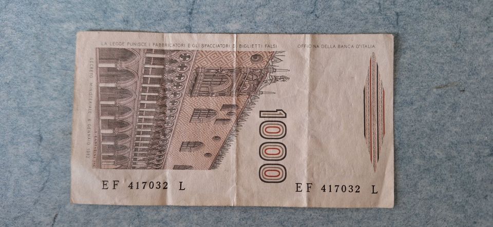 1000 Lira - Schein in Tiefenbach Kr Passau