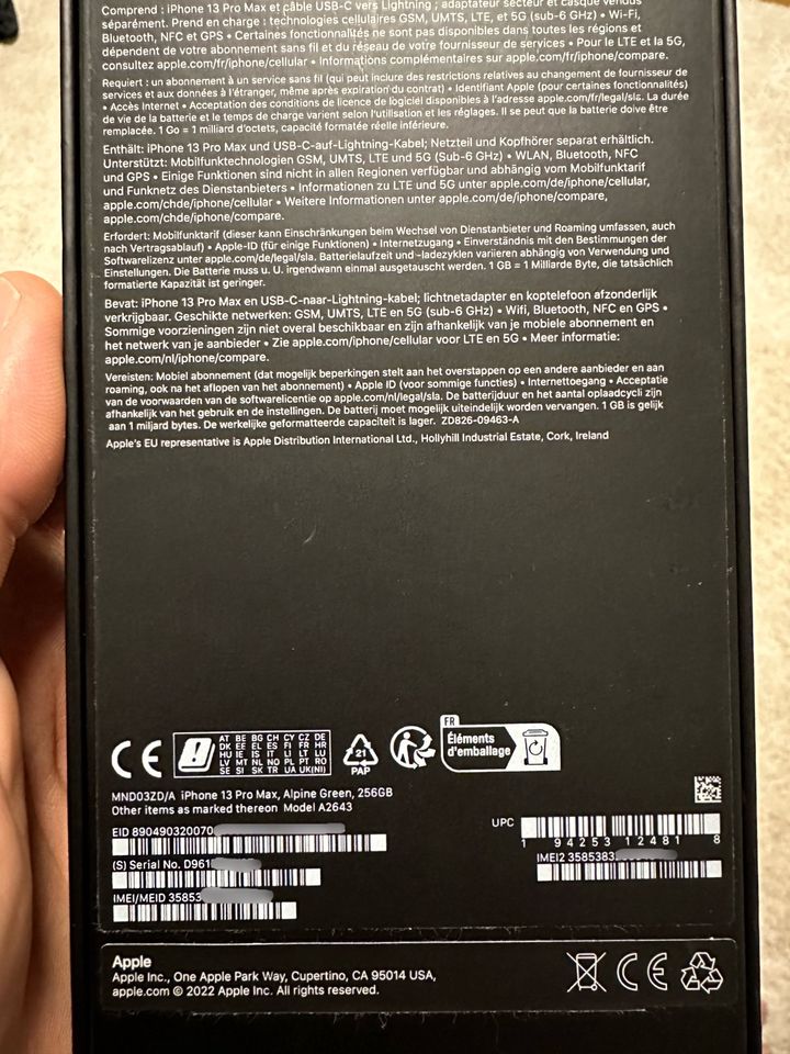 Apple I Phone 13 Pro Max 256 GB MidnightGreen in Wentorf