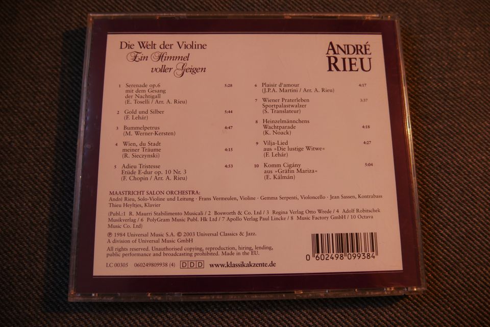 Musik CD Andre Rieu - Die Welt der Violine (Album) in Halle
