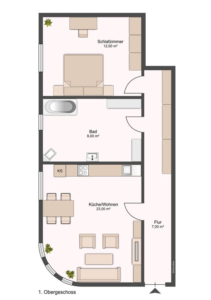 Helle 2-Zimmer Wohnung mit kleinem Balkon zu vermieten in Burg