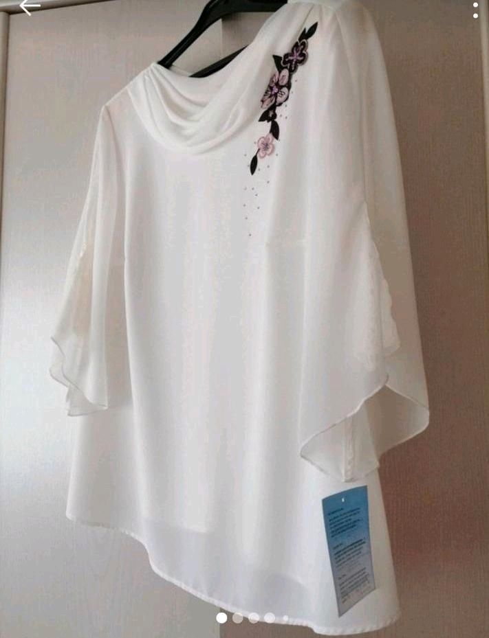 Neu 75€ Party Bluse Tunika Shirt Spitze weiß schick in Emmendingen