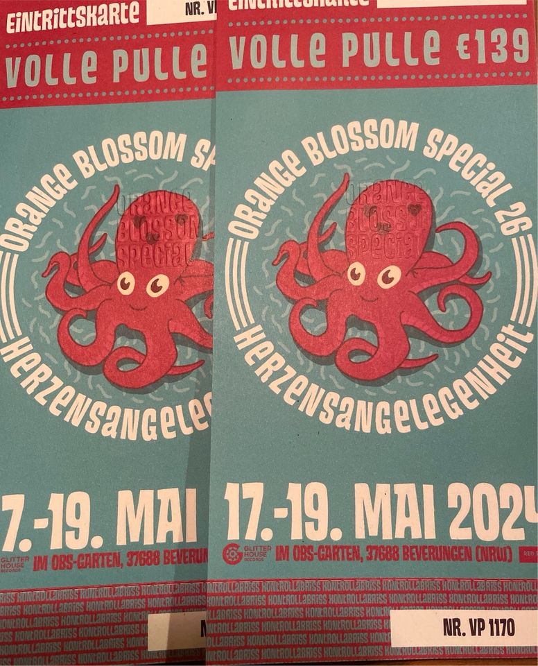 3 Tickets verkauft! 4 Karten /Orange Blossom Special/OBS Festival in Ottrau