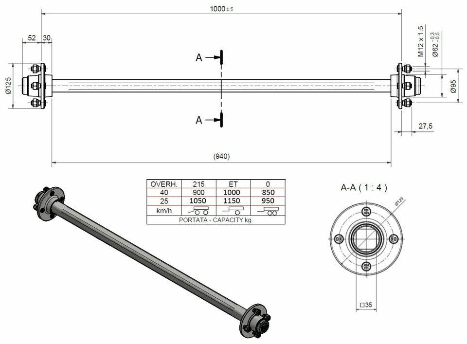 Achse für Traktoranhänger 1150kg, 3300kg, 4800kg,7200 mit Bremsen in Köln