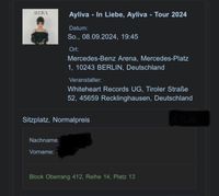 Ayliva Konzert Ticket zu verkaufen ❗️08.09.2024❗️ Berlin - Mitte Vorschau