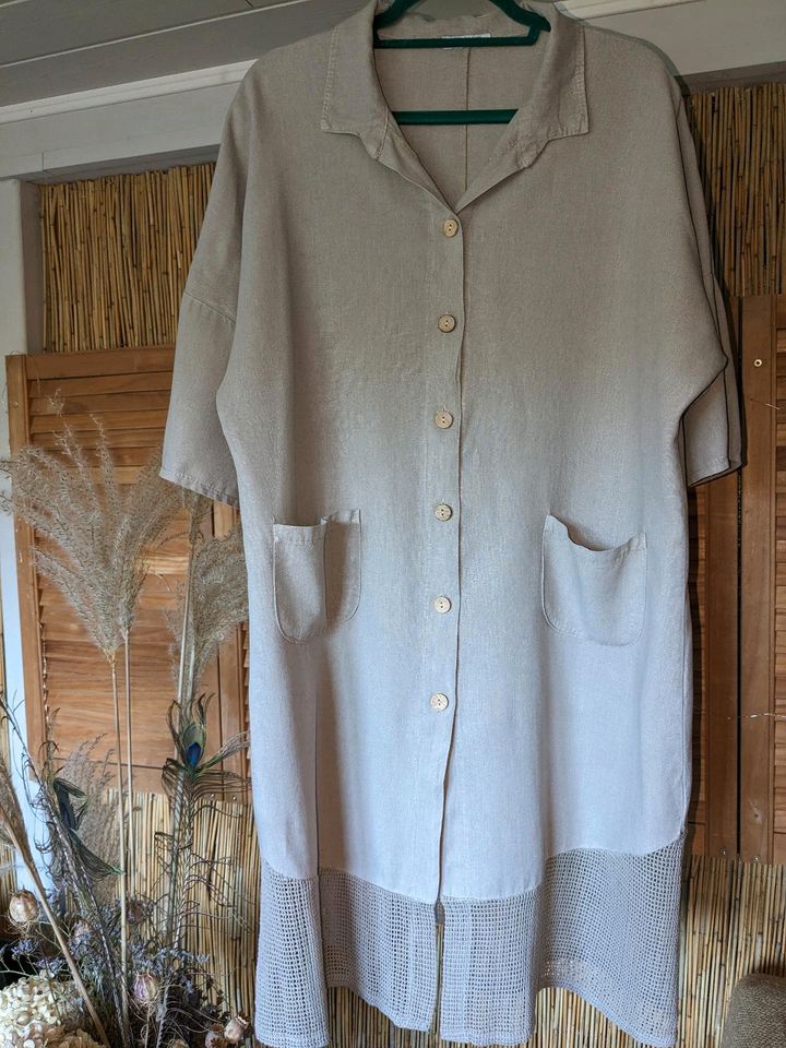 100%Leinen Kleid Khaki Gr. L / XL in Overath