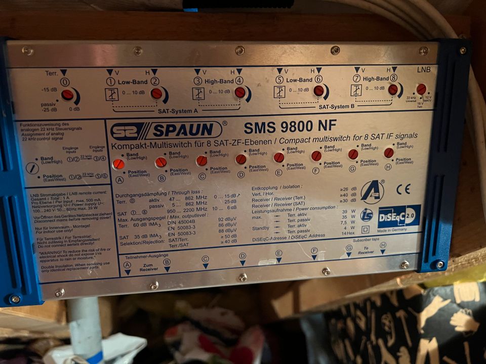 Verkaufe Sat Multiswitch 9/8 für bis zu 8 Teiln /Astra/Eutelsat) in Leutenbach