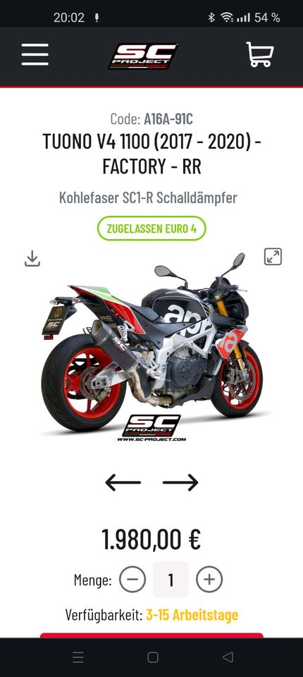 Aprilia Tuono V4 Factory - SC Project in Schöllkrippen