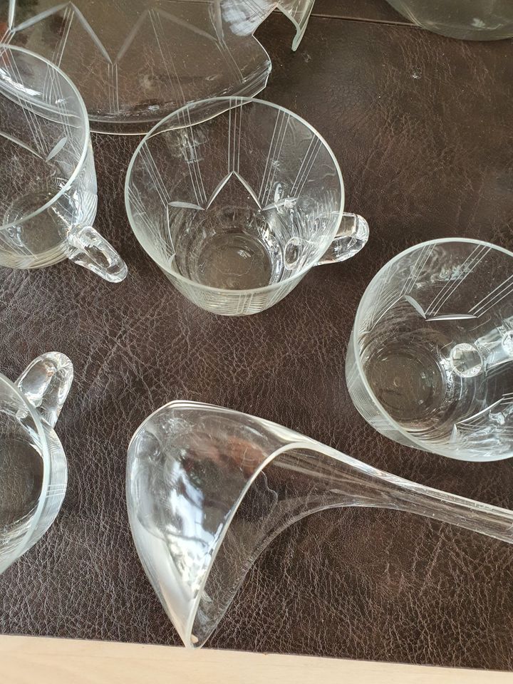 Bowle Set Bowleservice Glas, mit 7 Gläser plus Kelle ca.40er/50er in Lengenbostel