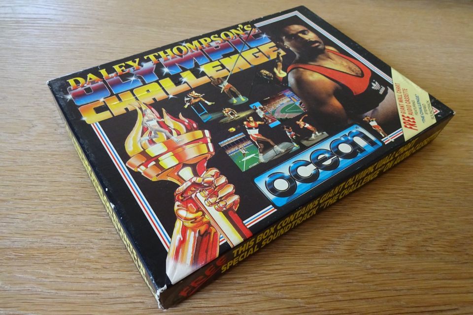 C64-Spiel "Daley Thompson's Olympic Challenge", Disk 1988, Poster in Wesel