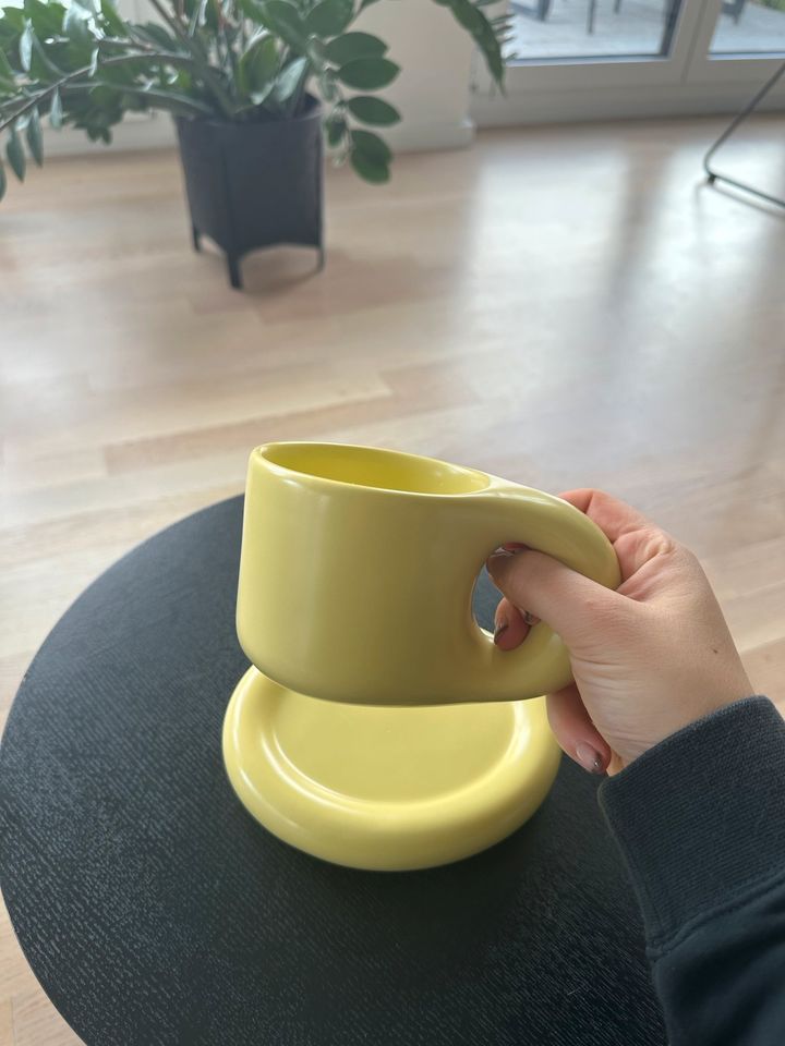 Northern Living Tasse Kaffeebecher Untertasse gelb grün neu in Hamburg