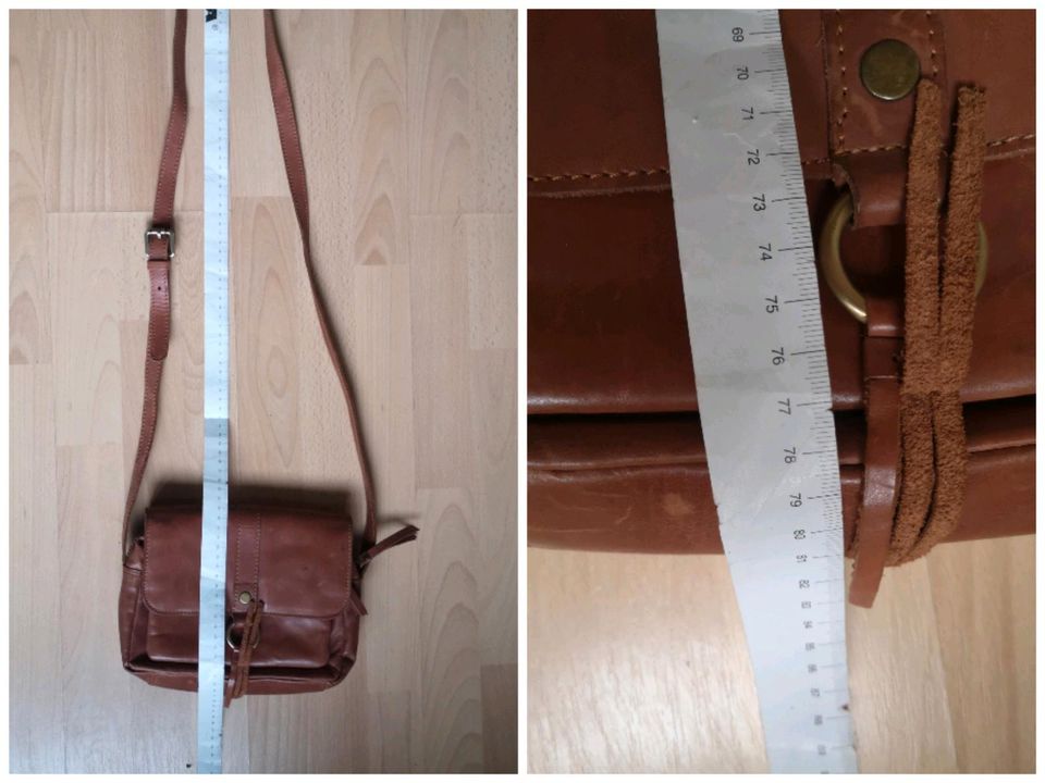 Leder-Handtasche, Saddle Bag, Quaste, cognac-braun in Köln