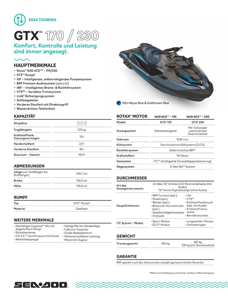 SEA-DOO Jetski GTX 170 iDF (MY24) - VORBESTELLEN! in Edingen-Neckarhausen