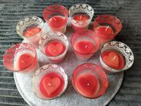 Tischdeko 10 Kerzen im Glas rot weiß Herzen Hochzeit Antrag Bayern - Bischberg Vorschau