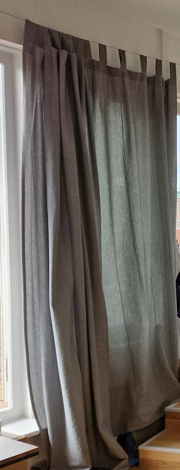 6 graue Vorhänge (Leinenstruktur) mit Seilsystem und Befestigung in Hamburg