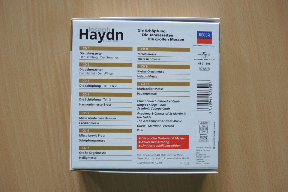 Joseph Haydn - 10 CD Box, DECCA, Nr. 480 1898 in Karlsruhe