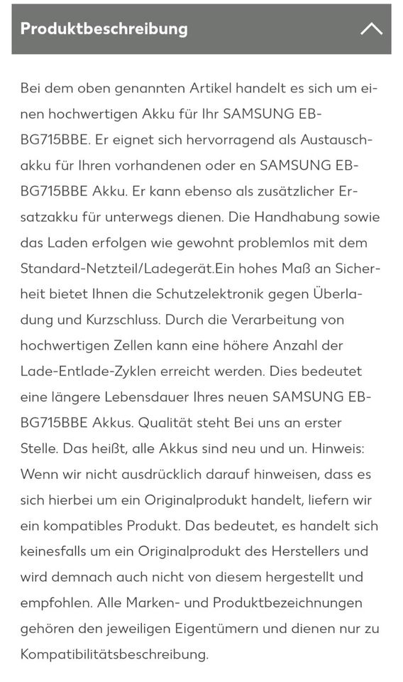 Samsung  Akku  EB-BG715BBE neu in Staufen im Breisgau