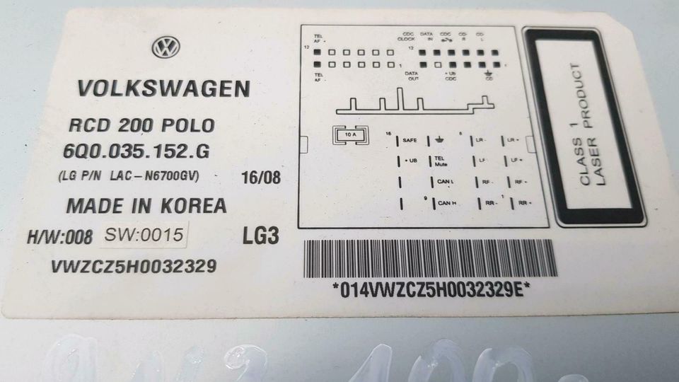 VW Polo 9N3 CD-Radio Player Autoradio 6q0035152g in Hamburg