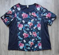PORTOFREI: dunkelblaues T-Shirt in Gr. 50 & Blumen-Einsatz Baden-Württemberg - Baltmannsweiler Vorschau