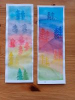 2× selfmade Aquarell Lesezeichen bunte Tannen Rheinland-Pfalz - Dichtelbach Vorschau